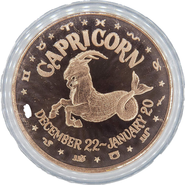 Zodiac Design 1 oz Pure .999 Copper Round Bullion Coin in Capsule