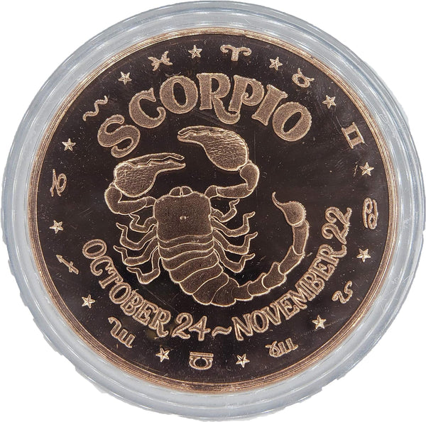 Zodiac Design 1 oz Pure .999 Copper Round Bullion Coin in Capsule