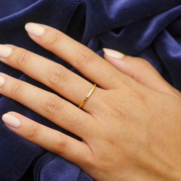 24K Plated Hammer Finish Stacking Ring