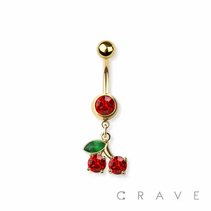 Cherry Belly Button Navel Ring 316L Surgical Steel