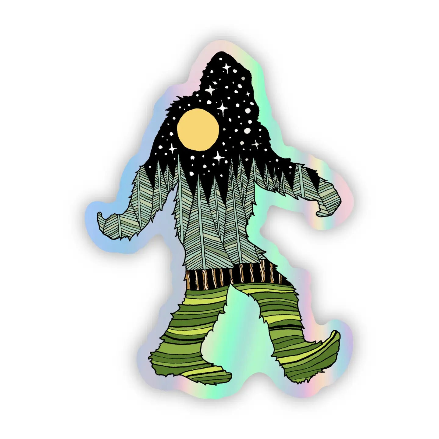 Holographic Bigfoot Wilderness Sticker