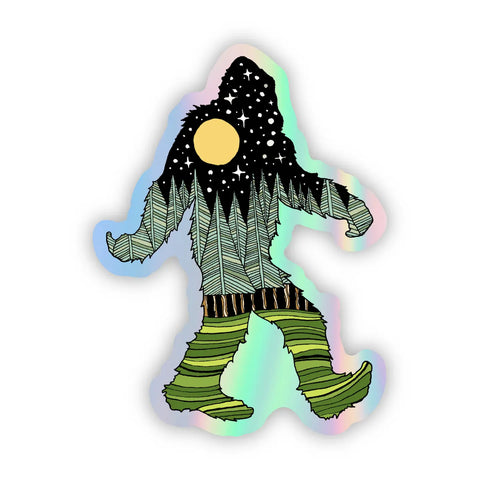 Holographic Bigfoot Wilderness Sticker
