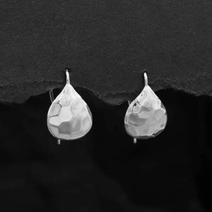 Sterling Silver Teardrop Earrings with Hammer Texture