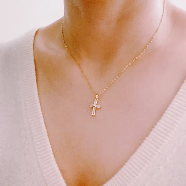 My Dear Crystal Cross Necklace - Ellison + Young