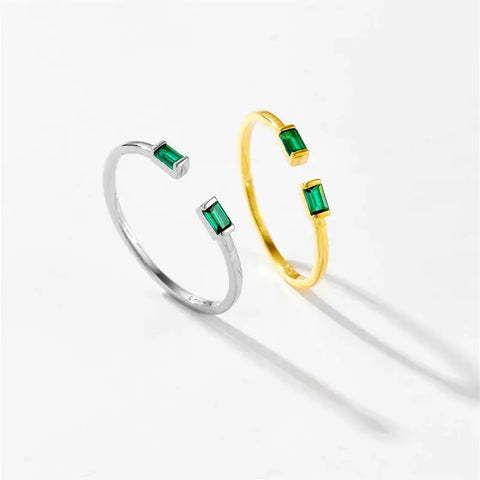 Baguette Green Gemstone Stacking Ring