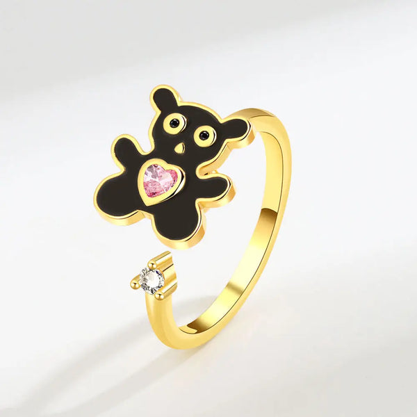 Teddy Bear Heart Anxiety Fidget Spinner Ring