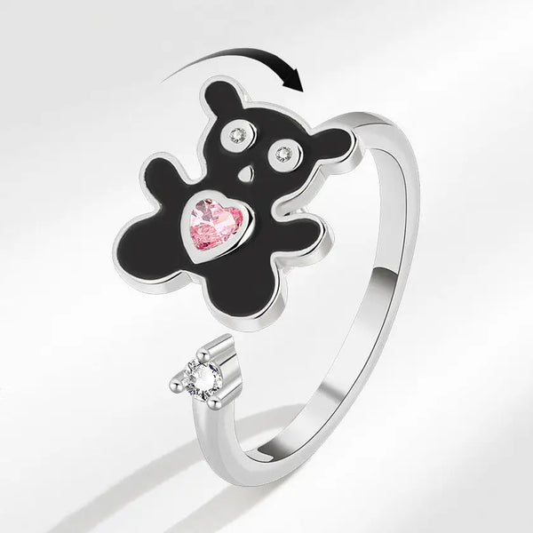 Teddy Bear Heart Anxiety Fidget Spinner Ring