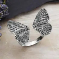 Sterling Silver Adjustable Butterfly Wing Ring