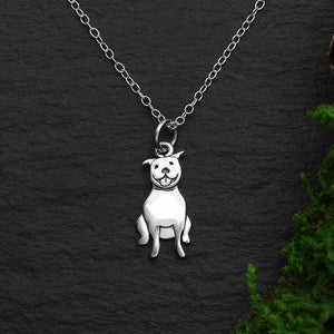 Sterling Silver Pitbull Dog Necklace