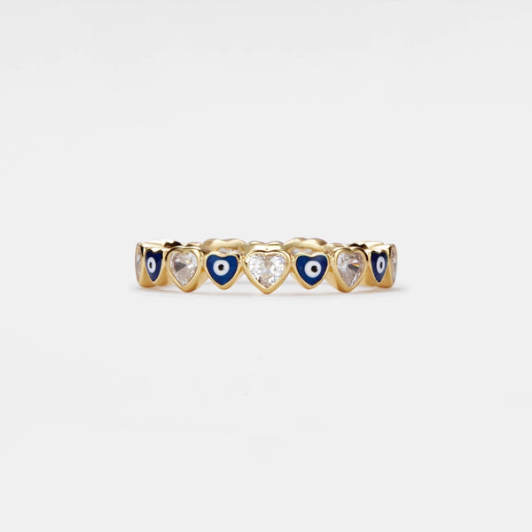 Turkish Evil Eye Heart Eternity Ring