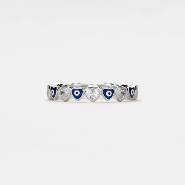 Turkish Evil Eye Heart Eternity Ring