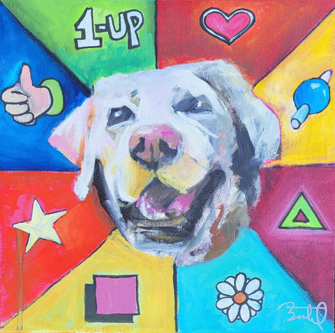 “1-up Dog” Original Acrylic by Ernest Beutel