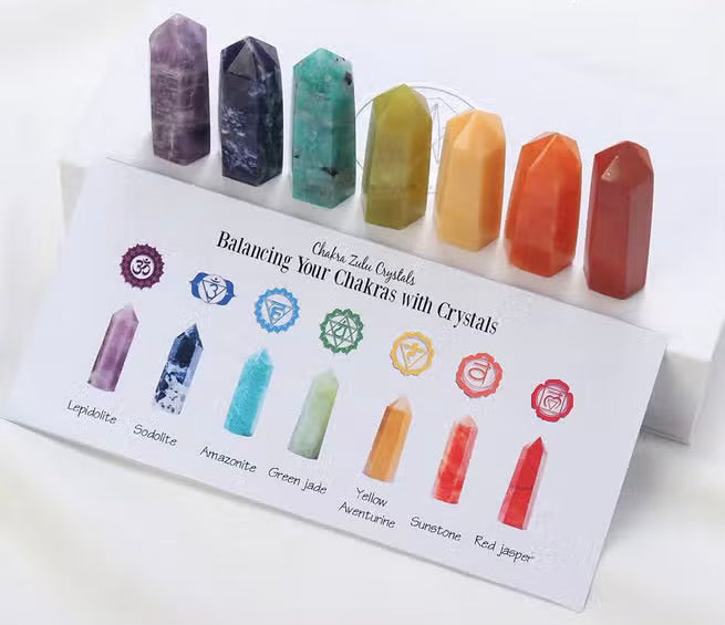 7 Piece Rainbow Crystal Chakra Wand Set