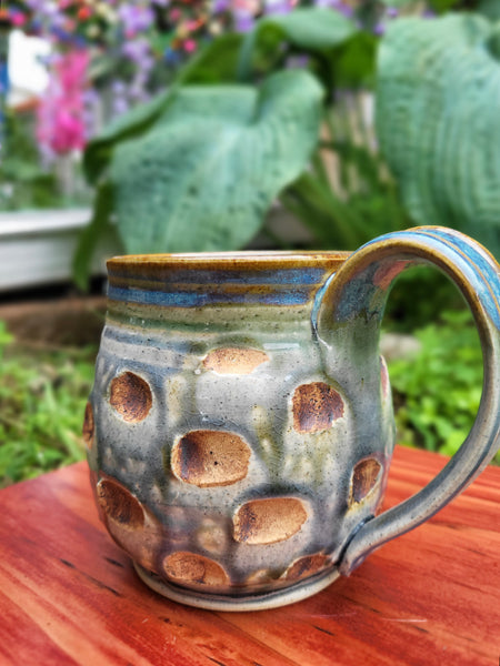 Blue & Brown Spotted Mug by Liz Butler