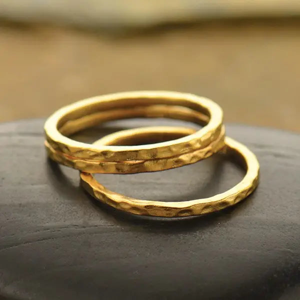 Gold Hammer Finish Stacking Rings