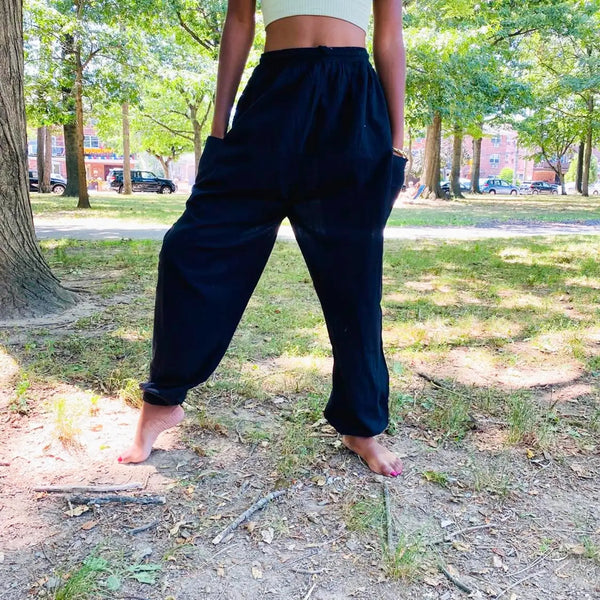 Solid Color Cotton Unisex Harem Pants