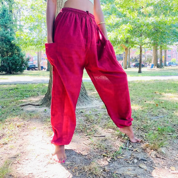 Solid Color Cotton Unisex Harem Pants