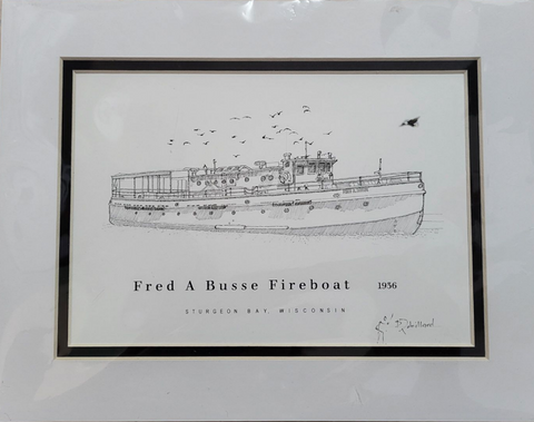 “Fred A Busse Fireboat” - Printed Sketch (8.5x11”) by David Robillard #76r