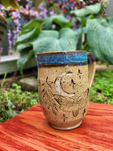 Moth and Moon Mug by Liz Butler