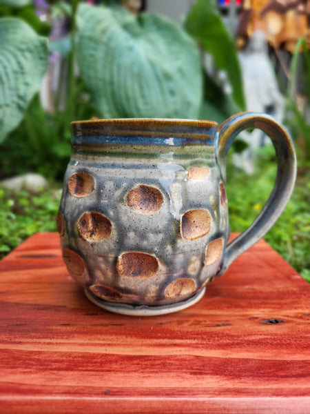 Blue & Brown Spotted Mug by Liz Butler