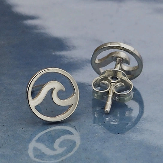 Sterling Silver Wave Post Earrings 8x8mm