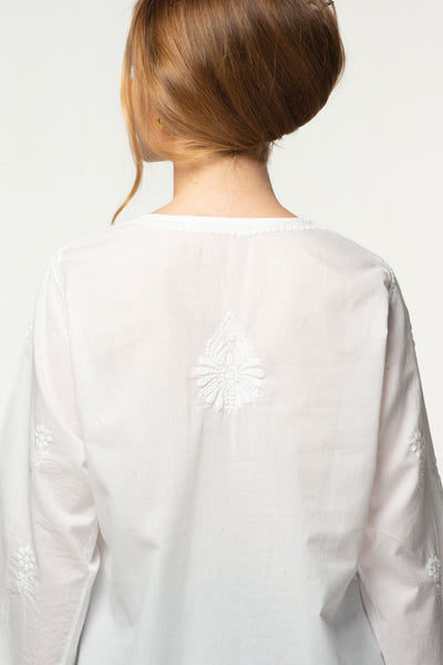 Tara White Embroidered Tunic