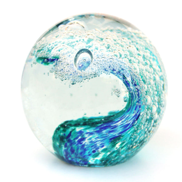 Large Blue-Green Wave - Blown Glass Globe
