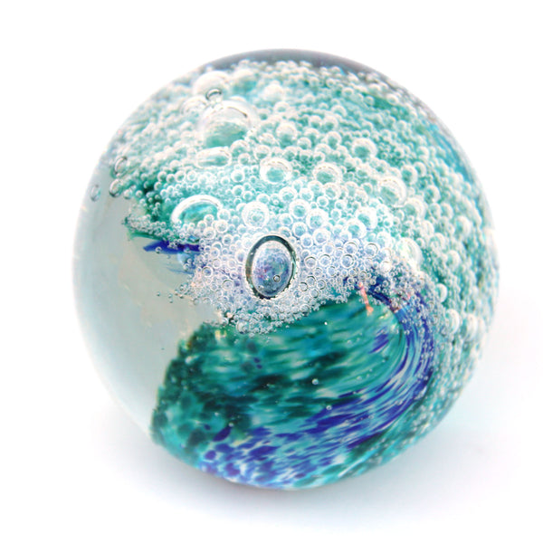 Large Blue-Green Wave - Blown Glass Globe