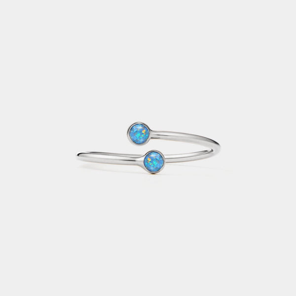 Dainty Opal Stacking Bypass Thin Ring in 925 Sterling Silver