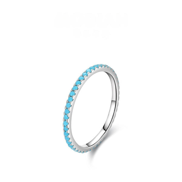 Turquoise Slim Half Eternity Ring in Sterling Silver