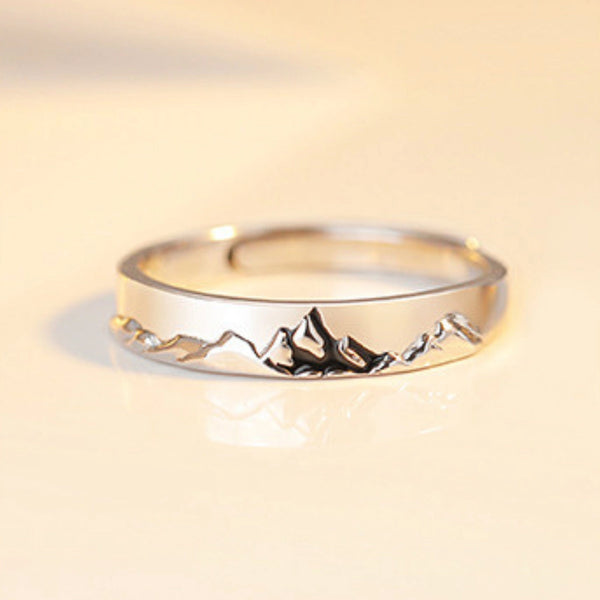 Mountain & Ocean Matching Rings in 925 Sterling Silver