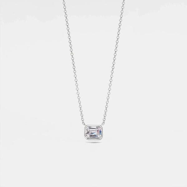 Emerald Moissanite Pendant Necklace in 925 Sterling Silver