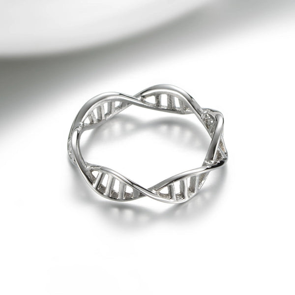 DNA Double Helix Spiral Infinity Ring in Stainless Steel