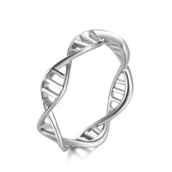 DNA Double Helix Spiral Infinity Ring in Stainless Steel