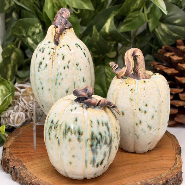 Speckled Green Tall Pumpkins by Liz Butler
