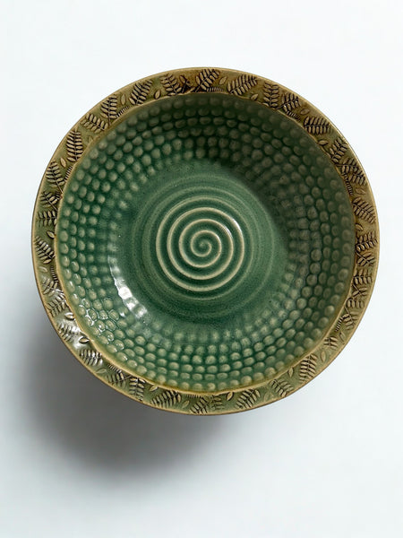 Large Green Fern Bowl by Liz Butler