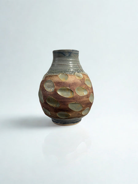 Carved Vase - Blue and Brown by Liz Butler