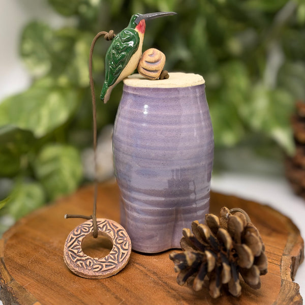 Purple Hummingbird Windchime by Liz Butler