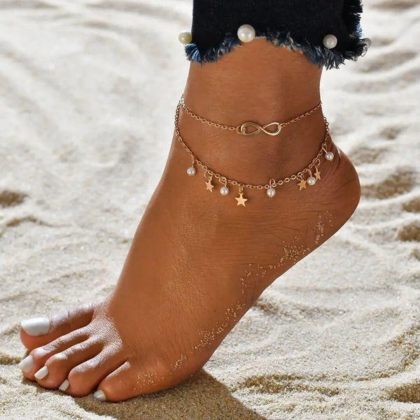 Star Mobius Layered Ankle Bracelet Anklet