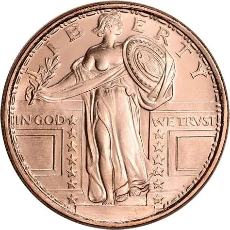 Unites States Design 1 oz Pure .999 Copper Round Bullion Coin in Capsule