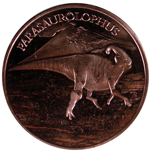 Prehistoric Design 1 oz Pure .999 Copper Round Bullion Coin in Capsule