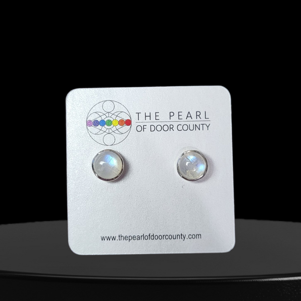 Rainbow Moonstone Sterling Silver Stud