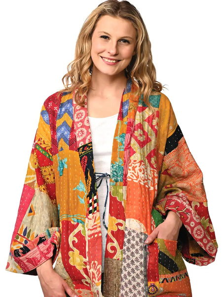 Reversable Cotton Kantha Kimono Jacket