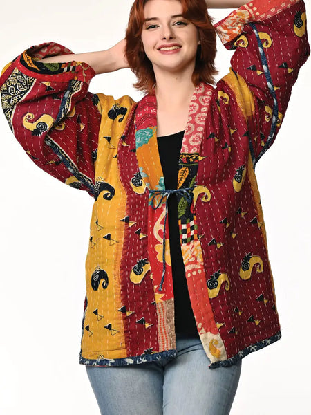 Reversable Cotton Kantha Kimono Jacket