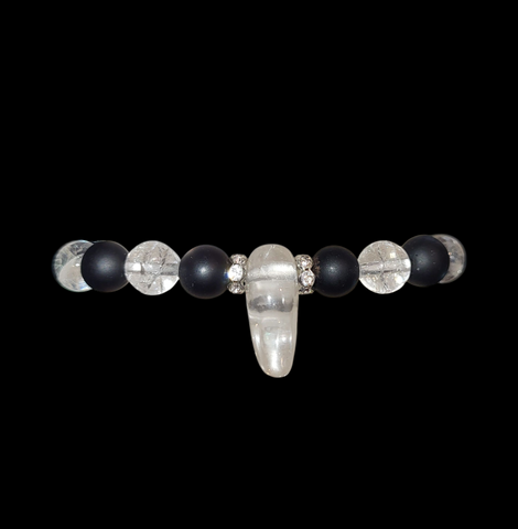 Tourmaline and Crackle Quartz Claw Elastic Bracelet