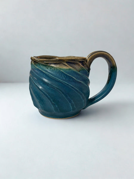 Blue Glaze Diagonal Spiral  - Liz Butler
