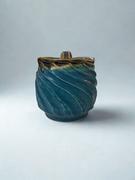 Blue Glaze Diagonal Spiral  - Liz Butler