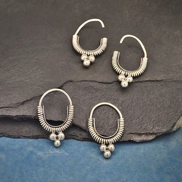 Sterling Silver Coiled Hoop Earrings