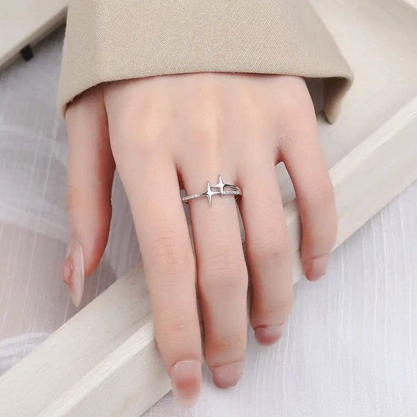 Dainty Star Stacking Band Ring in 925 Sterling Silver