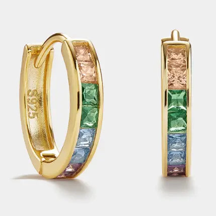 Dainty Rainbow Huggie Hoop Earrings